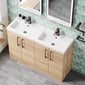 Ryker 1200mm Floor Standing 4 Door Vanity & Double Polymarble Basin - Bleached Oak