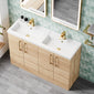 Ryker 1200mm Floor Standing 4 Door Vanity & Double Polymarble Basin - Bleached Oak