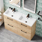 Ryker 1200mm Floor Standing 4 Drawer Vanity & Double Polymarble Basin - Bleached Oak