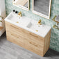 Ryker 1200mm Floor Standing 4 Drawer Vanity & Double Polymarble Basin - Bleached Oak