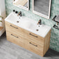 Ryker 1200mm Floor Standing 4 Drawer Vanity & Double Basin Ceramic - Bleached Oak