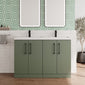 Ryker 1200mm Floor Standing 4 Door Vanity & Double Polymarble Basin - Satin Green