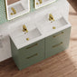 Ryker 1200mm Floor Standing 4 Drawer Vanity & Double Polymarble Basin - Satin Green