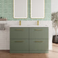 Ryker 1200mm Floor Standing 4 Drawer Vanity & Double Basin Ceramic - Satin Green