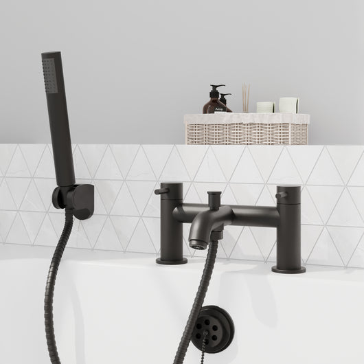  ARLO - Black Bath Shower Mixer Tap Inc Handset