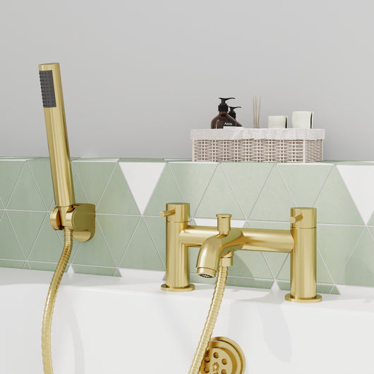  ARLO - Brushed Brass Bath Shower Mixer Tap Inc Handset