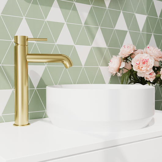  ARLO - Brushed Brass Tall Mono Basin Mixer Tap