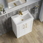 Deco Squared 500mm Cloakroom Bathroom Suite - White & Brushed Brass handle