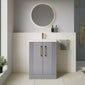 Deco Squared 600mm Cloakroom Bathroom Suite - Satin Grey & Brushed Brass handle