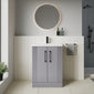 Deco Squared 600mm Cloakroom Bathroom Suite - Satin Grey & Black handle