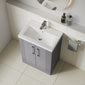 Grey vanity unit with basin