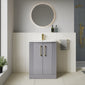 Deco Curved 600mm Cloakroom Bathroom Suite - Satin Grey & Brushed Brass handle