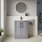 Deco Curved 600mm Cloakroom Bathroom Suite - Satin Grey & Black handle