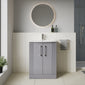 Deco Curved 600mm Cloakroom Bathroom Suite - Satin Grey