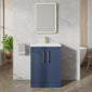 Deco Squared 600mm Cloakroom Bathroom Suite - Satin Blue & Brushed Brass handle