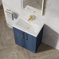 Deco Squared 600mm Cloakroom Bathroom Suite - Satin Blue & Brushed Brass handle