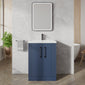 Deco Squared 600mm Cloakroom Bathroom Suite - Satin Blue & Black handle