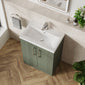 Green vanity unit with basin