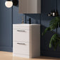 Pride 600mm Floor Standing 2 Drawer Cabinet & Polymarble Basin - White