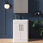 Pride 600mm Floor Standing 2 Door Cabinet & Polymarble Basin - White