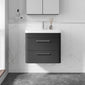 Pride 600mm Wall Hung Cabinet & Polymarble Basin - Soft Black