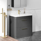 Pride 800mm Floor Standing 2 Drawer Cabinet & Polymarble Basin - Soft Black