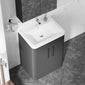 Pride 600mm Floor Standing 2 Door Cabinet & Polymarble Basin - Soft Black
