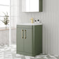 Pride 600mm Floor Standing 2 Door Cabinet & Polymarble Basin - Green