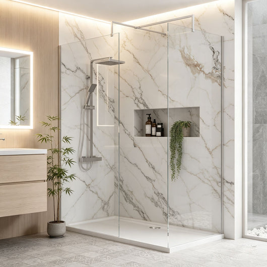  Chrome Enclosure with Stone Shower Tray - Various Sizes Available - welovecouk