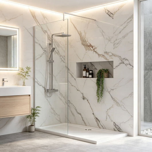  Chrome Enclosure with Stone Shower Tray - Various Sizes Available - welovecouk