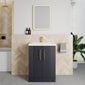 Deco Squared 500mm Cloakroom Bathroom Suite - Soft Black & Brushed Brass handle