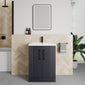 Deco Squared 500mm Cloakroom Bathroom Suite - Soft Black & Black handle