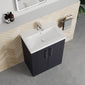 black vanity unit with basin