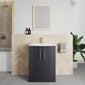 Deco Curved 600mm Cloakroom Bathroom Suite - Soft Black & Brushed Brass handle