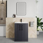 Deco Curved 600mm Cloakroom Bathroom Suite - Soft Black & Black handle