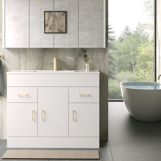  Nova 1000mm Gloss White Minimalist Floor standing Vanity Unit