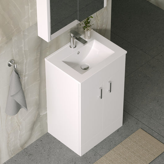  Nova 500mm Gloss White Floorstanding Vanity Unit