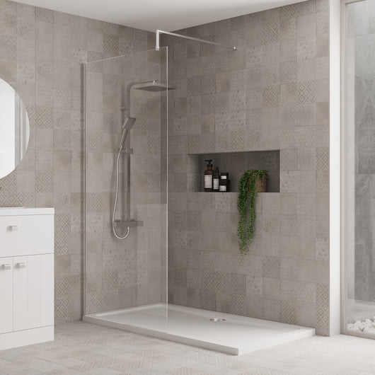  1700mm x 760mm Walk-In 8mm Enclosure & Stone Shower Tray