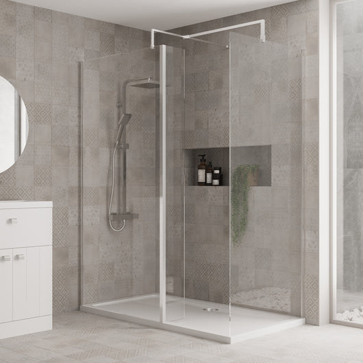  1800mm x 800mm Walk-In 8mm Enclosure & Stone Shower Tray - welovecouk