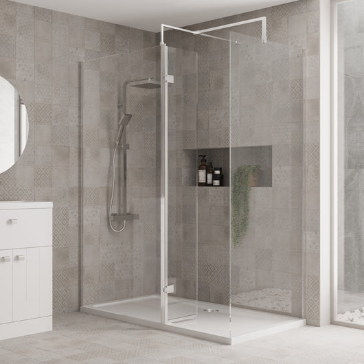  1700mm x 900mm Walk-In 8mm Enclosure & Stone Shower Tray - welovecouk