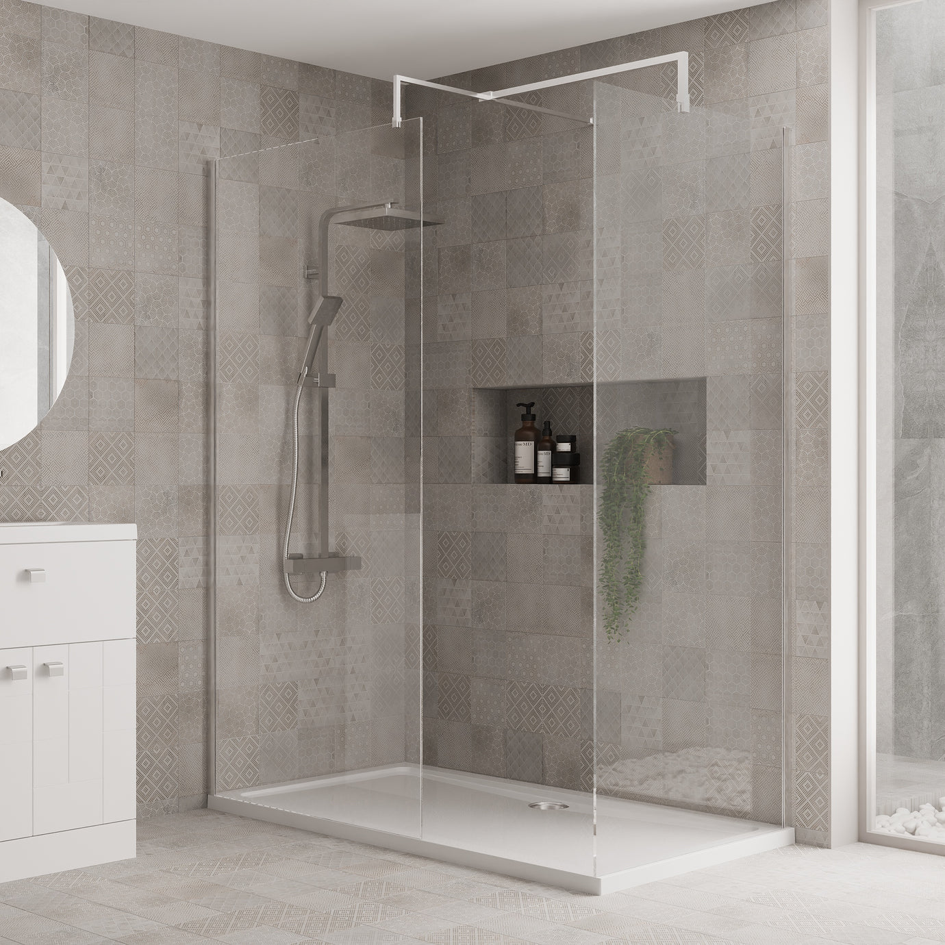 1800mm x 800mm Walk-In 8mm Enclosure Stone Shower Tray