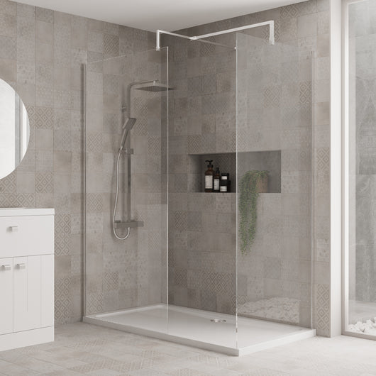  1800mm x 800mm Walk-In 8mm Enclosure & Stone Shower Tray - welovecouk