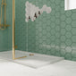 1600 x 800mm Stone Shower Tray & 8mm Screen Pack - Brushed Brass Profile