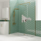 1600 x 800mm Stone Walk-In Shower Tray & 8mm Screen Pack - Brushed Brass