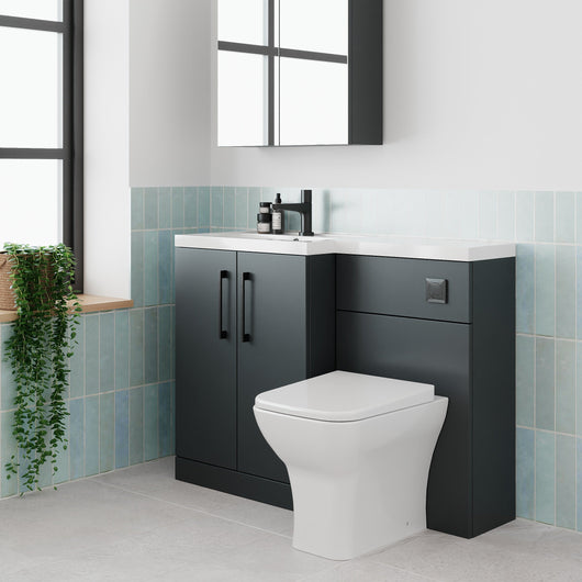  Ryker 1100mm Toilet & Basin Combination Unit - Soft Black - welovecouk