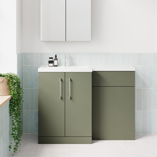  Nuie Arno 1100mm Toilet & Basin Combination Unit - Satin Green