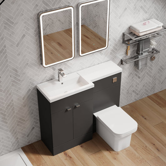  Parkhouse 1200mm L Shape Combination Basin and WC Unit Gloss Grey