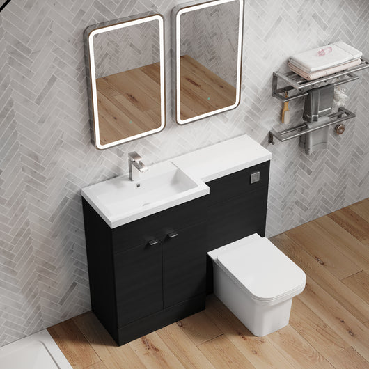  Parkhouse 1000mm L Shape Combination Basin and WC Unit - Charcoal Black