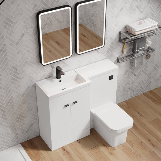  Parkhouse 1100mm L Shape Combination Basin and WC Unit Gloss White
