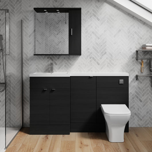  Parkhouse 1500mm L Shape Combination Basin and WC Unit - Charcoal Black